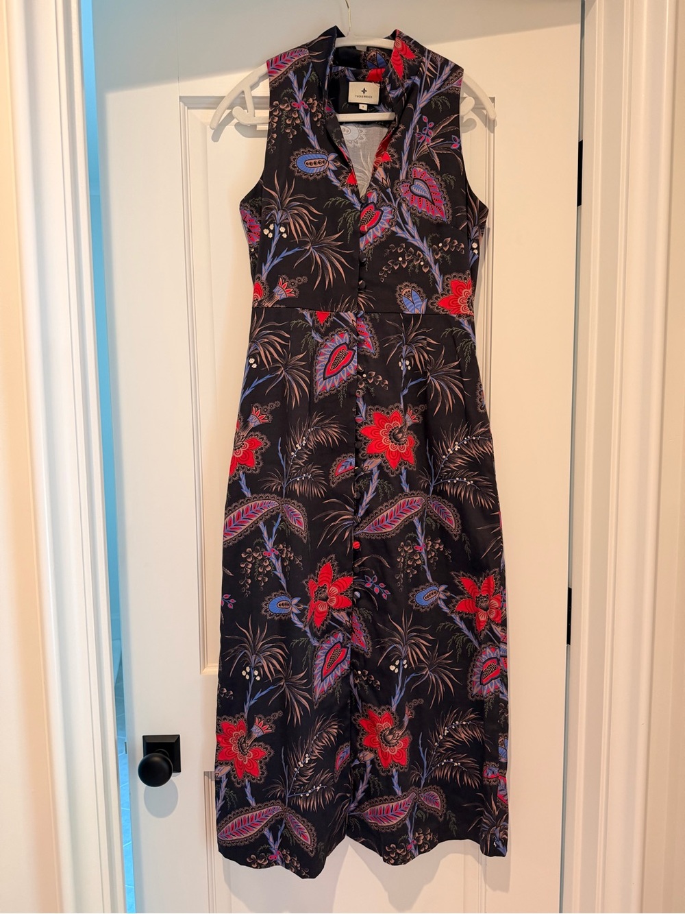 Tuckernuck Black Maxi Dress with Red & Purple Floral Print
